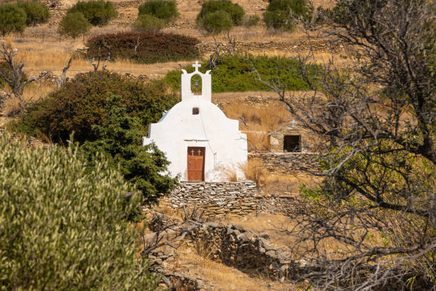 istock Traditional white chapel , Ios island, Greece. 1290051059