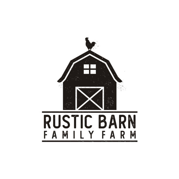ilustraciones, imágenes clip art, dibujos animados e iconos de stock de vintage retro rustic granero - ilustración de granero de granja agrícola - farm barn