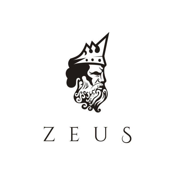 Greek god Zeus. Ancient Greek God Sculpture Philosopher. Greek god Zeus. Ancient Greek God Sculpture Philosopher. Face Zeus Triton Neptune design zeus stock illustrations