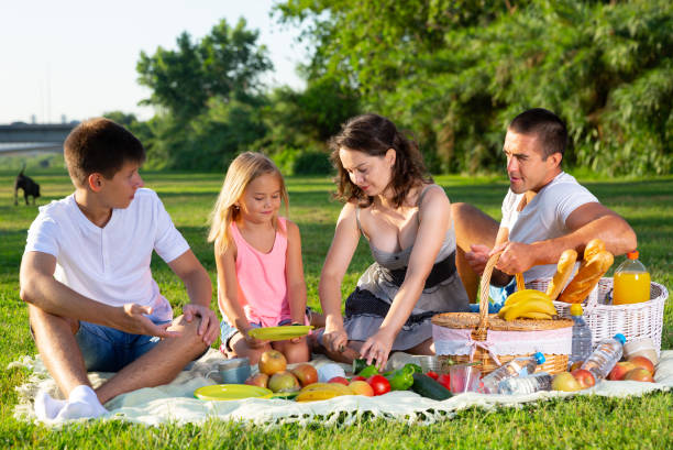 istock Cheerful family picnicking 1290057982