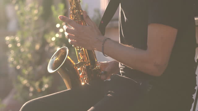 Street musician playing the saxophone