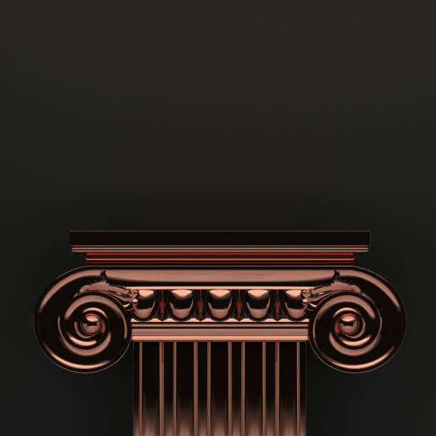 istock top part of copper Greek column on black background 1290068398