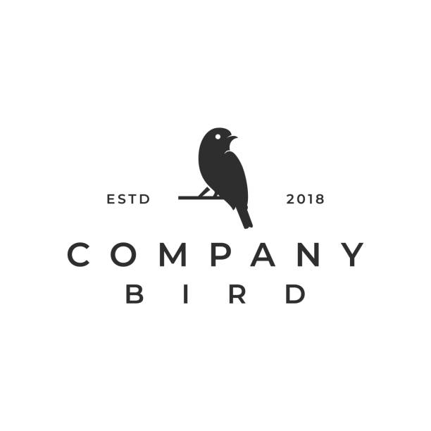 Vintage retro bird silhouette design vector illustration Vintage retro bird silhouette design vector raven bird stock illustrations