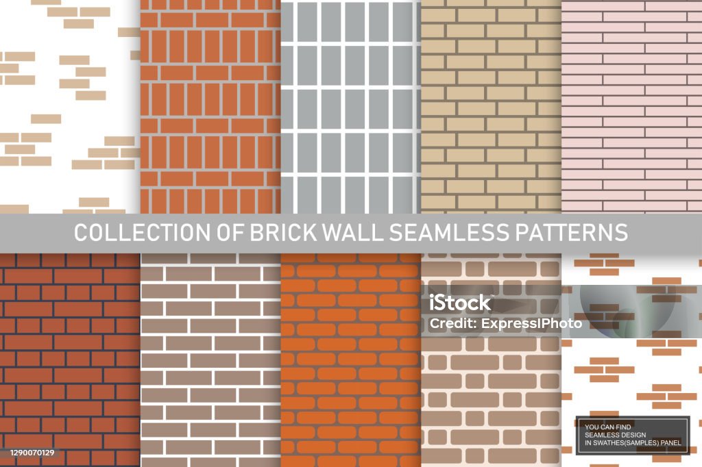 Endless Brick Pattern Collection Of Brick Wall Seamless Patterns Simple Endless Backgrounds ...