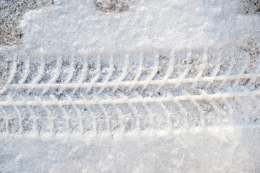 Tire track in the fresh snow