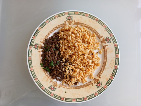Traditional turkish lentil and bulgur wheat pilaf dish in Istanbul turkey