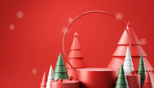 istock Cylinder podium and minimal abstract background for Christmas, 3d rendering geometric shape. 1290073702