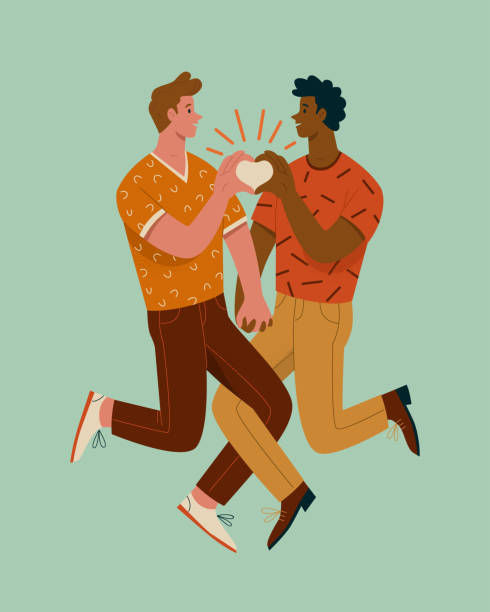 ilustrações, clipart, desenhos animados e ícones de conceito de casal gay. - homosexual couple illustrations