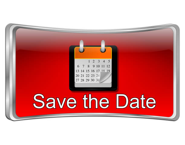 Save the Date Button - 3D illustration stock photo