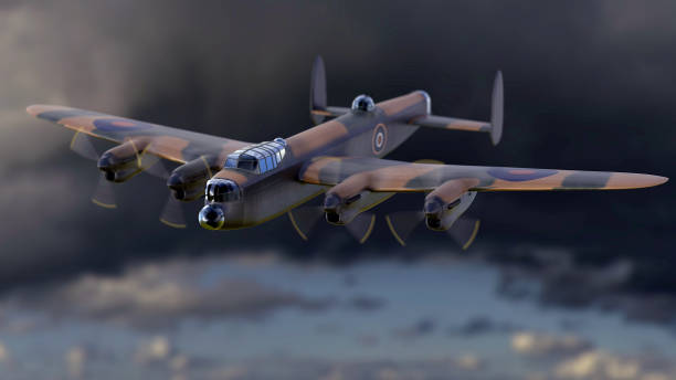 istock 3d illustration. British heavy bomber from WW2 1290079107