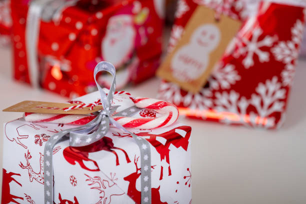 Group of christmas presents stock photo