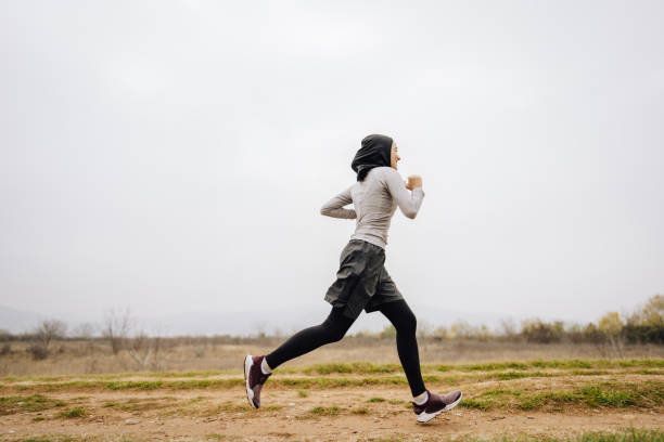 istock Woman with a hijab during training 1290084374