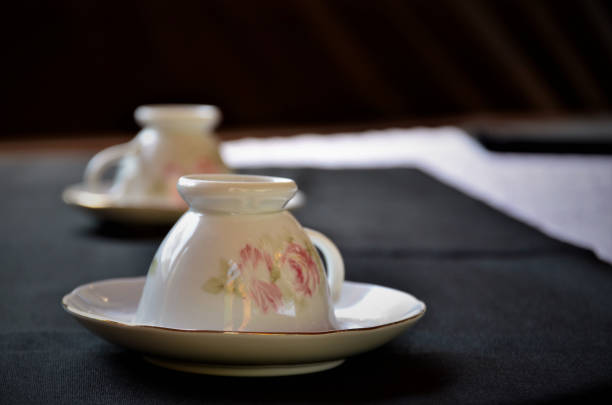 istock A classic cup of coffee with pink design on the table 1290084993