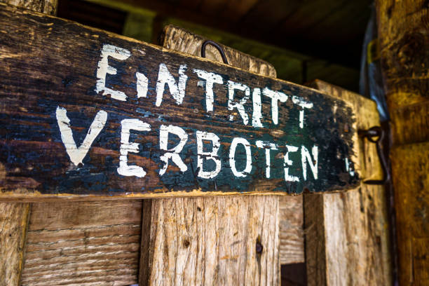 istock old no entrance sign in germany 1290088928