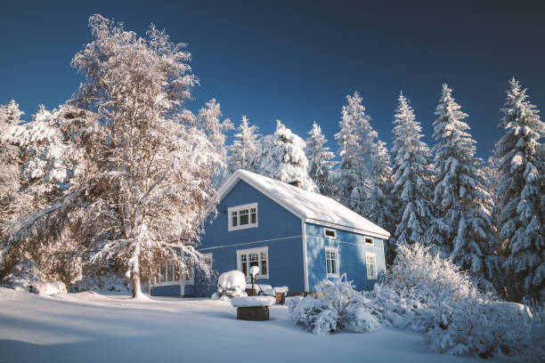 istock Blue House in Winter Wonderland 1290088938