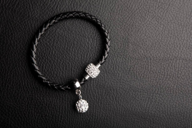 image of bracelet dark leather background