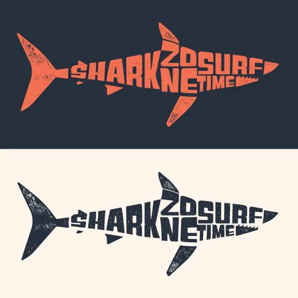 Vector illustration of Shark Typography logo Design Template. Vector illustration.