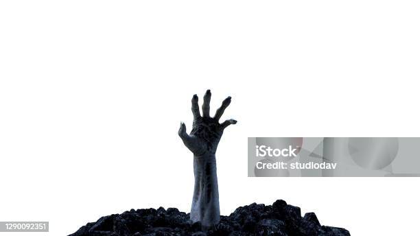 3d Render Zombie Hand Crawling Out Of The Ground Stock Photo - Download Image Now - Zombie, Hand, Horror