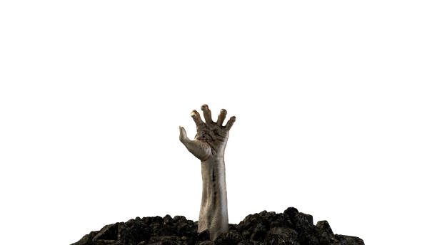 istock 3d render Zombie hand crawling out of the ground 1290092356