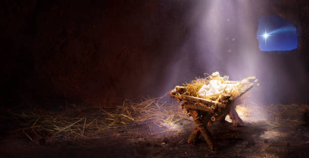 istock Waiting For The Messiah - Empty Manger With Comet Star Coming 1290099165