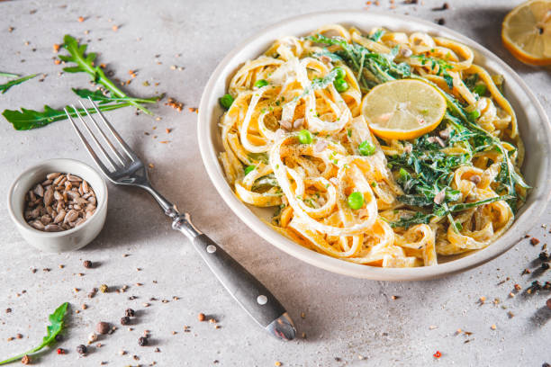 istock Pasta dish with a sour cream and herbs 1290099367