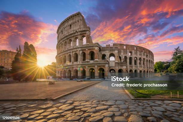 아침 태양과 로마의 콜로세움 로마-이탈리아에 대한 스톡 사진 및 기타 이미지 - 로마-이탈리아, 콜로세움, 로마 양식