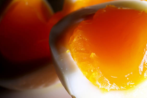 close-up boiled organic egg yolk