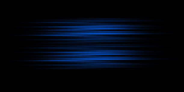 istock Abstract blue light trails in the dark, motion blur effect 1290104605