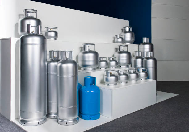 bottled gas cylinders collection - botija de gas imagens e fotografias de stock