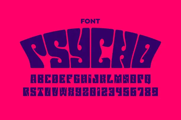 Vector illustration of Psychedelic style font