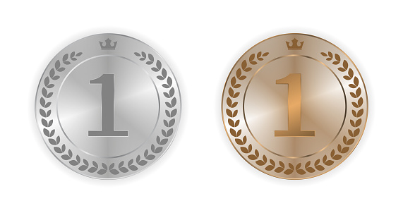 first place metal medal vector icon