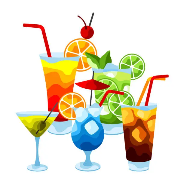 Vector illustration of Background with alcohol cocktails.