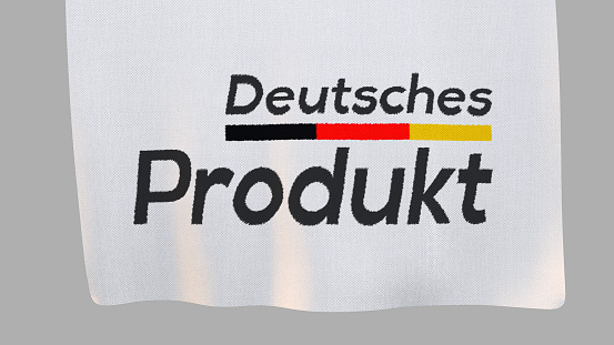 Deutsches produkt (German Product) cloth sign. Clipping path included so you can put your own background.