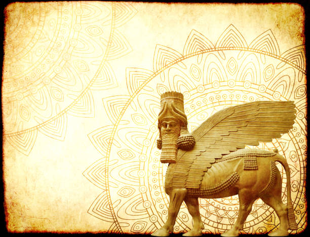 Shiraz, Iran - June 19, 2007: Bas-relief of a bull and a lion at the ruins of Persepolis on June 19, 2007 in Shiraz, Iran. This Bas-relief is the symbol in Zoroastrian for Nowruz and eternally fighting Moon and Sun. Persepolis is a UNESCO World Heritage site. 