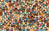 istock Multicultural Crowd of People. Group of different men and women. Young, adult and older peole. European, Asian, African and Arabian People. Empty faces. Vector illustration. 1290118946