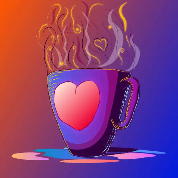 Vector illustration of Hand-drawn illustration - Cup of hot drink.