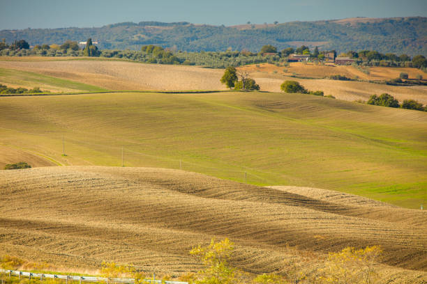istock landscape with agricultural field and hills 1290127499