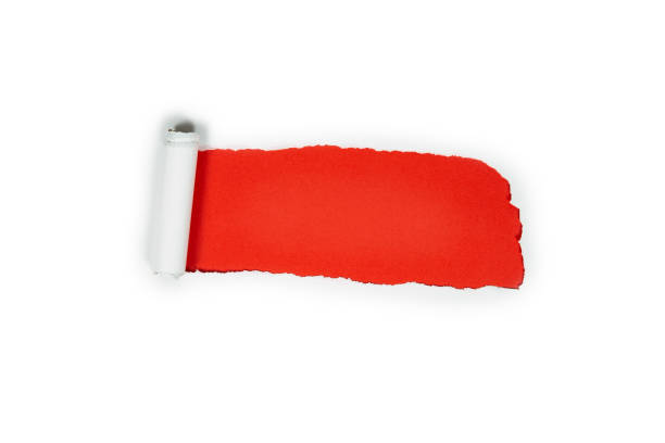 istock White Torn paper over a blank red background for message, copy space or space for text. minimalism isolated on white, modern design 1290140553
