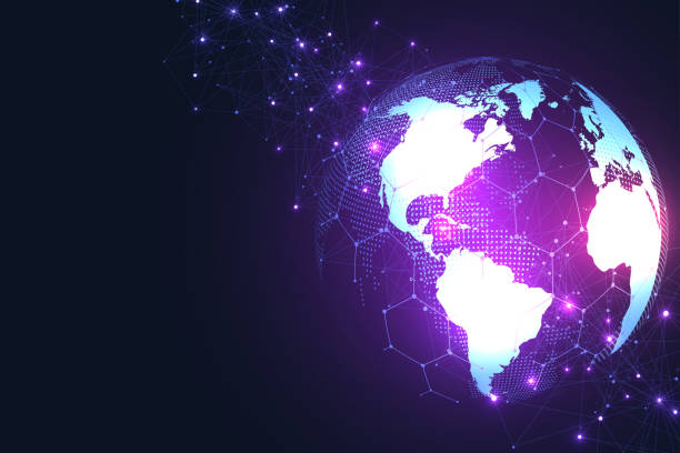 istock Global network connection. World map point and line composition concept of global business. Internet technology. Social network. Vector Illustration 1290150005