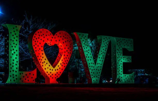 Photo of Big illuminated letters in Loveland, Colorado