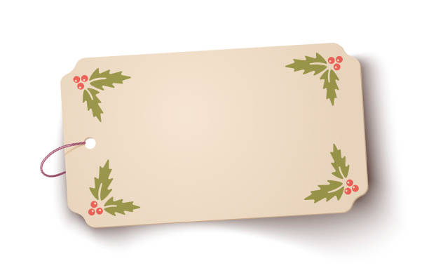 vektor altes papierbanner mit weihnachtspflanzen. - index card paper cut or torn paper card file stock-grafiken, -clipart, -cartoons und -symbole