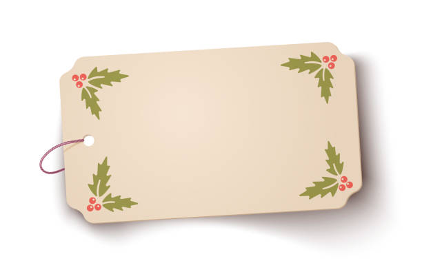 ilustraciones, imágenes clip art, dibujos animados e iconos de stock de vector viejo banner de papel con plantas navideñas. - regalos navidad