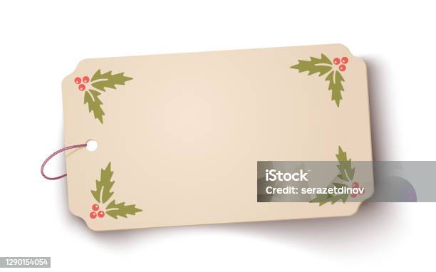 Vektor Gamla Papper Banner Med Jul Växter-vektorgrafik och fler bilder på Jul - Jul, Etikett, Julklapp