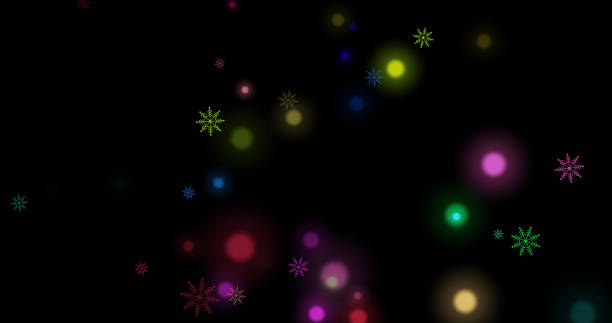 Illustration realistic natural rainbows LGBTQ snowfall on isolated black background with snowflake for winter Christmas festival over ilustración 3d realista natural suave borrosos arco iris nieve lgbtq con bokeh crear a partir de copo de nieve partícula en fondo negro aislado para efecto superposición nos efecto como un efecto estrella cielo nevada festival de invierno celebrar