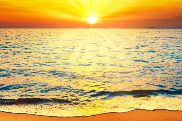 istock Sea sunset with sunset sun 1290154863