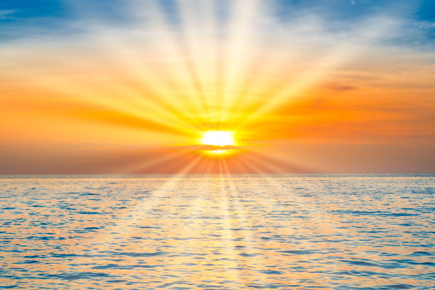 istock Sea sunset with sunset sun 1290155179