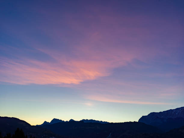 istock Sunset in the mountains for sky replacements 1290157697