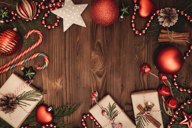 istock Christmas and New Year rustic traditional background with copy space. 1290159861