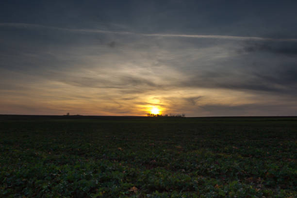 istock Autumn sunset over farmland and 1290164061