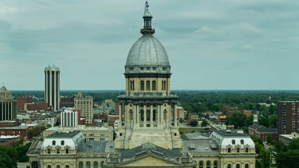 istock State Capitol Dome Rising Over Downtown Springfield, Illinois - Aerial 1290167181